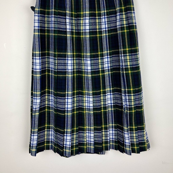Made In Scotland Moffat Weavers Academia Navy Plaid Pleated Midi Kilt Skirt XXS - Picture 7 of 9
